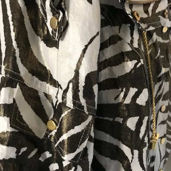 Chic GOLDEN Shimmer ANIMAL Print Anorak JACKET L - Picture 6 of 8